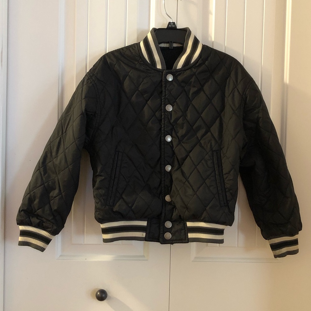 Arizona Jean Company boys reversible quilted and wool bomber jacket